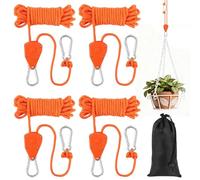 NUTKIT 4 Pack Tent Guy Ropes, 4 mm Ratchet Guy Ropes With Rope Tensioner, 4 M Portable Adjustable Fix Camping Rope Tent Guide Guyline Ropes For Camping, Hiking, Awning, Grow Lights(With Storage Bag)