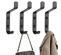 NUTKIT 4 Pack Wall Hooks for Hanging Coat, 10KG Metal Sturdy Clothes Hook with Screw, Individual Hangers for Clothes Towel, Wall Mounted Coat Hooks for Bathroom Kitchen Closet Door, Black 10cm
