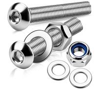 NUTKIT 40PCS M8x40mm Button Head Bolts with Nyloc Nuts & Washers | 10PCS 8mm A2 Stainless Steel Bolts and Nuts, 20PCS Washers, Fully Threaded Socket for Machine Fastener
