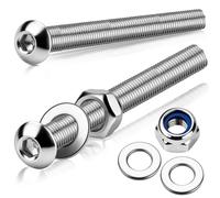 NUTKIT 40PCS M8x60mm Button Head Bolts with Nyloc Nuts & Washers | 10PCS 8mm A2 Stainless Steel Bolts and Nuts, 20PCS Washers, Fully Threaded Socket for Machine Fastener