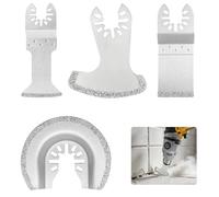 NUTKIT 4PCS Multitool Grout Removal Blades, High Carbon Steel Half-Round Multi Tool, Grout Removal Tool, Oscillating Multi Tool Diamond Blades, Multi Tool Masonry Blade for Cutting Metal Screws