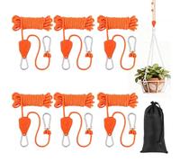 NUTKIT 6 Pack Tent Guy Ropes, 4 mm Ratchet Guy Ropes With Rope Tensioner, 4 M Portable Adjustable Fix Camping Rope, Tent Guide Guyline Ropes For Camping, Hiking, Awning, Grow Lights(With Storage Bag)