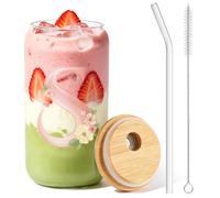 NUTKIT A-Z Letter Ice Coffee Cup, 17Oz Drinking Glasses, Initials Glass(S)