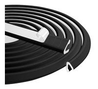 NUTKIT V-Shape Foam Weather Seal Strip, 6M Door Draught Excluder for Windows and Small Gaps, Draft Excluder Insulation Tape, Anti-Collision Soundproof Windproof Dustproof Weather Stripping (Black)