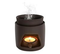 NUTKIT Wax Melt Burner, Ceramic Oil Burner Aroma Diffuser, Decorative Cylinder Tealight Candle Wax Burner, Essential Ceramic Oil burner for Home Office Decor- Black