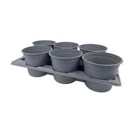 Nutley's 2-Litre Pot Carry Trays, Grey, 6-Hole Plant Pot Holders, Durable and Curbside Recyclable, 55 x 31.5cm, 2 Pack (With Pots)