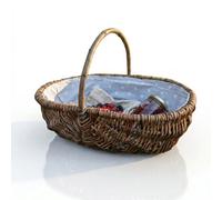 Nutley's Kitchen Gardens Nutley's Rustic Willow Hand Made Garden Trug Basket Oval Natural Brown Carrier With Handle - Medium Lined 47Cm X 31Cm