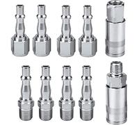 Nutmanel 1/4" BSP Air Line Hose Compressor Fitting Pcl Air Fittings, 10 Pcs 1/4 BSP Airline Fittings Coupling Connector Male Female, Air Coupler Compressor Fittings Quick Release