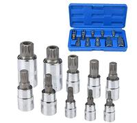 Nutmanel 10pcs Spline Socket Set XZN Triple Square Bit Socket Set Torx Wrench Set M4 / M5 / M6 / M8 / M9 / M10 / M12 / M14 / M16 / M18 for Home Maintenance DIY