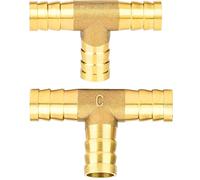 Nutmanel 2 Stuks Messing T-brandstofaansluiting, 3-weg Slangverbinders, voor Slangverbinding, voor Het Aansluiten Van Lucht, Water, Olie, Brandstof(10 mm)
