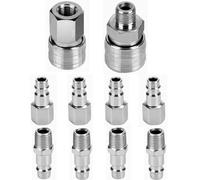 Nutmanel Air Compressor 1/4" BSP, 10PCS Euro Airline Hose Connectors Compressor Fittings 1/4", Air Line Hose Fitting Quick Release Air Coupler and Plug Set Couplings Connector Quick Release Couplers