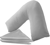 Nutra Nerd V Shaped Pillowcase cover -100% Polycotton V pillowcase cover - Neck & Back Support Orthopaedic Pregnancy Nursing V shape Pillow case cover only | Envelope Closure (Gray)