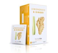 Nutra Tea Lemongrass & Ginger Tea for Digestion & Immunity, 20 Tea Bags | Lemongrass Tea Blend Infusion, Immune System Booster, Digestion & Heart Health, Reusable, Wrapped, Caffeine Free, Vegan