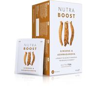 Nutra Tea NUTRABOOST - Energy Tea - Herbal Energy Boost Tea - Helps With Tiredness And Fatigue -Includes Green Tea, Ginseng & Ashwagandha - 20 Individual Wrapped Bags - Herbal Infusion (1 Pack)