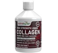 Nutrabytes Collagen Liquid 10,000mg | Hydrolysed Peptides | Hyaluronic Acid, Biotin, Silica, Vitamin C & B12 | Skin, Hair, Nails & Joints | Grass Fed Bovine | for Women & Men