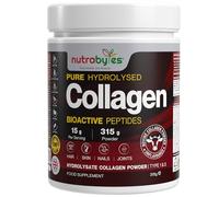Nutrabytes Collagen Powder 315g | Grass Fed Bovine Hydrolysed Peptides | 19 Amino Acids | Collagen Supplements for Women and Men | Halal & Kosher | Hair Skin Nails | Made in UK