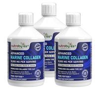 Nutrabytes High Strength Marine Collagen Liquid, Sugar Free, 10,000mg, Hydrolysed Collagen Peptides with Hyaluronic Acid, Biotin, Silica, Vitamin C, D3, B12, Collagen Supplements for Women & Men (3)
