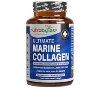 Nutrabytes Marine Collagen Capsules 1200mg | Naticol® Hydrolysed Peptides Type 1 & 3 | Hyaluronic Acid, Vitamin C & Retinol | 180 Capsules | 3 Month Supply | Skin Hair Nails Joints | Made in UK
