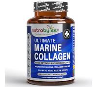 Nutrabytes Ultimate Marine Collagen Supplement, 900mg (120 Capsules) | Type 1 & 3 Hydrolysed Peptides with Hyaluronic Acid, Vitamin C for Skin, Hair, Nail, Joint & Bone Health | 2 Months | Made in UK