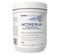 Nutraconcepts Active Plus - 40+ Nutrients Per Serving - Multi-Nutrient Powder with CoQ10, Amino Acids & Vitamin K2 - Organic Base - Digestive Enzymes Included - Zero Fillers - Made in UK - 400g