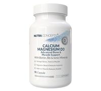 Nutraconcepts Calcium Magnesium D3 - Advanced Bone & Muscle Support - Magnesium Citrate 180mg & Calcium Citrate 105mg - P5P B6 - Boron & Ionic Minerals - 90 Vegan Capsules - Zero Fillers - Made in UK