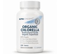 Nutraconcepts Chlorella - 120 Vegan Tablets - Immune, Liver & Digestive Support - Deep Cellular Detox - Rich in Chlorophyll & Antioxidants - Energy Boosting - Natural Superfood - UK Made
