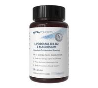 Nutraconcepts Liposomal D3, K2 & Magnesium - 30 Vegan Capsules - Bones, Immunity & Muscle Support - Complete Tri-Nutrient Formula - LipoCellTech Enhanced Absorption -