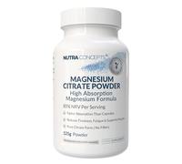 Nutraconcepts Magnesium Citrate Powder - High Absorption Formula - 125g - 85% NRV Per Serving - Reduces Tiredness - Supports Energy & Muscle Function - Vegan & Gluten Free - No Fillers - Made in UK