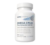 Nutraconcepts Omega-3 Plus - Pure Antarctic Krill Oil - 500mg - 180 Easy Swallow Capsules - Phospholipid Omega-3s with Natural Astaxanthin - EPA 140mg & DHA 65mg - Supports Heart, Brain & Skin Health