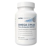 Nutraconcepts Omega-3 Plus - Pure Antarctic Krill Oil - 500mg - 60 Easy Swallow Capsules - Phospholipid Omega-3s with Natural Astaxanthin - EPA 140mg & DHA 65mg - Supports Heart, Brain & Skin Health