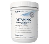 Nutraconcepts Vitamin C Powder - 5000mg Per Serving - 500g Pure Ascorbic Acid - High Strength Immune Support - Collagen Formation - Antioxidant Protection - Zero Additives - Vegan - Made in UK