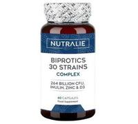 Probiotics and Prebiotics with 30 Strains - 264 Billion CFU per Dose - Biprotics 30 Strains Complex - 60 Capsules Nutralie