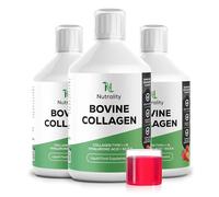 Nutrality Bovine Collagen Peptides Sugar Free | 10,000mg Type 1 & 3 | Collagen Supplements for Women Peptides, Hyaluronic Acid, Biotin | Strawberry Flavour | Healthy Skin, Hair, Nails | 500ml | 3 Pack