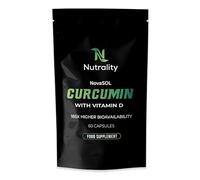 Nutrality Curcumin Turmeric Supplement 60 Vegan Liquid-Filled Capsules - 1000mg - Capsules with Vitamin D3 - Turmeric Curcumin Supplement for Joint Pain Relief & Energy