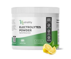 Nutrality Electrolytes Powder 350g | Vegan | Sugar, Calcium & Artificial Flavour Free | Keto Electrolytes, Paleo Rehydration | 1000mg Sodium, 200mg Potassium & 60mg Magnesium | 50 Servings | Lemon