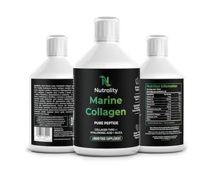 Nutrality High Strength 10,000mg Liquid Marine Collagen Supplements for Women | Hydrolysed Collagen Pure Peptides Drink Infused Hyaluronic Acid | Vitamin C, D and Biotin (3 Pack)