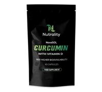 Nutrality Curcumin Turmeric Supplement 60 Vegan Liquid-Filled Capsules - 1000mg - Capsules with Vitamin D3 - Turmeric Curcumin Supplement for Joint Pain Relief & Energy