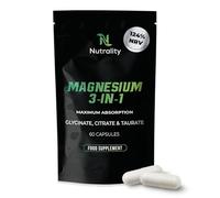 Nutrality Magnesium Glycinate 3-in-1 Pure Complex 60 Capsules, 1800mg UK Magnesium Supplements for Sleep & Stress Relief, Bisglycinate, Citrate & Taurate Chelated Tablets Providing 352mg Elemental