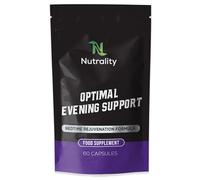 Nutrality Optimal Evening Sleep Support Supplement | Lemon Balm & Montmorency Cherry Extract with Vitamin B6 & B12 | Restful Nights & Refreshed Mornings for Adults | 60 Vegan Capsules