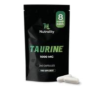 Nutrality Taurine Supplement 1000mg | Potent Energy & Endurance Support | Nutritional Amino Acid Supplements for Heart Health, Cognitive Function & Improved Sleep | Vegan | 240 Capsules