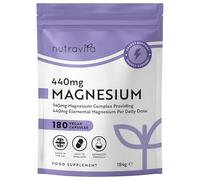 Super Strength 1480mg - 180 Vegan Magnesium Citrate Capsules not Magnesium Tablets - High Absorption, Premium Magnesium Supplements - 90 Days Supply - Made in The UK by Nutravita