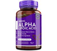 Alpha Lipoic Acid 650mg - 120 High Strength ALA Vegan Friendly Capsules - 4 Month Supply - Alpha-Lipoic Acid - No Synthetic Binders or Fillers - Made in The UK by Nutravita