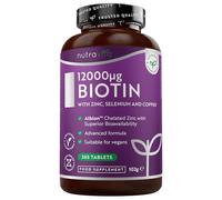 Nutravita Biotin Hair Supplement 12,000mcg - 365 Vegan - Full Year Supply