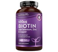 Nutravita Biotin with Zinc, Selenium & Copper - 365 Vegan Capsules | 1 Year Supply - Biotin Hair Vitamins - Hair Skin and Nails Vitamins for Women & Men - Vitamin B7 Supplement - Made in the UK