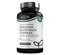 Nutravita Black Maca Complex 6000mg with Fenugreek Vitamin B12 Vitamin B6 Ginseng and L Arginine for Normal Energy Fertility and Psychological Function (EFSA) 180 High Strength Capsules for 6 Months