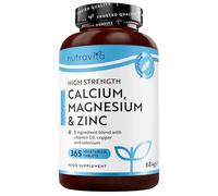 Nutravita Calcium Magnesium & Zinc - 365 Tablets - 6 Months Supply | with Vitamin D Copper Selenium Boron and Manganese - Calcium, Magnesium & Zinc Supplment - Made in the UK