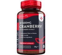 Max Strength Cranberry 37,500mg - 180 Vegan Capsules - Daily Supplement for Women - 50:1 Pure Cranberry Extract Supplement - Made in The UK by Nutravita