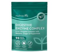 Nutravita Digestive Enzyme Supplements Complex, 90 Vegan Tablets with Amylase, Lactase, Lipase, Bromelain, Ginger & Peppermint, Digestive enzymes for 3 Months Supply