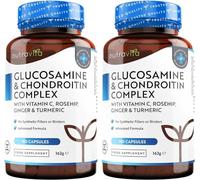 Nutravita Glucosamine and Chondroitin Complex (2 Packs) - 360 Capsules | High Strength - Contributes to Maintenance of Normal Immune System - Vitamin C, Turmeric, Ginger and Rosehip - Made in UK