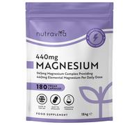 Super Strength 1480mg - 180 Vegan Magnesium Citrate Capsules not Magnesium Tablets - High Absorption, Premium Magnesium Supplements - 90 Days Supply - Made in The UK by Nutravita